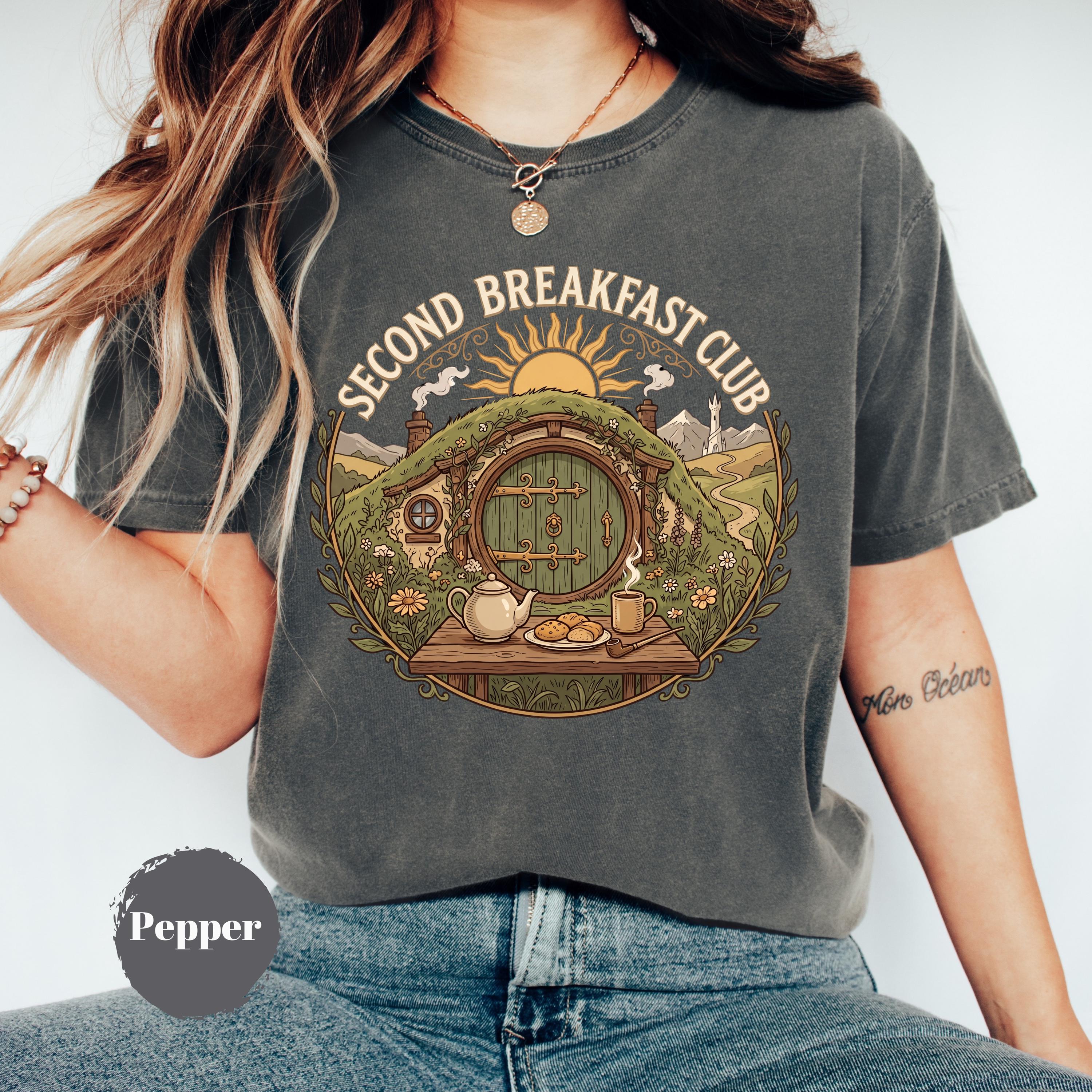Second Breakfast Club Tee Ring Inspired Book Lover Hobbitcore Bookish Merch Dark Lord (1)