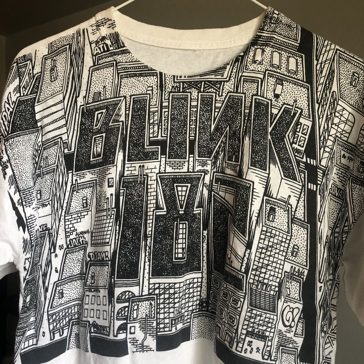 Band Tees Vintage Y2k Blink 182 City Buildings Big Print Band Logo Tee Hoodie, Sweatshirt | FlexRushtees.com