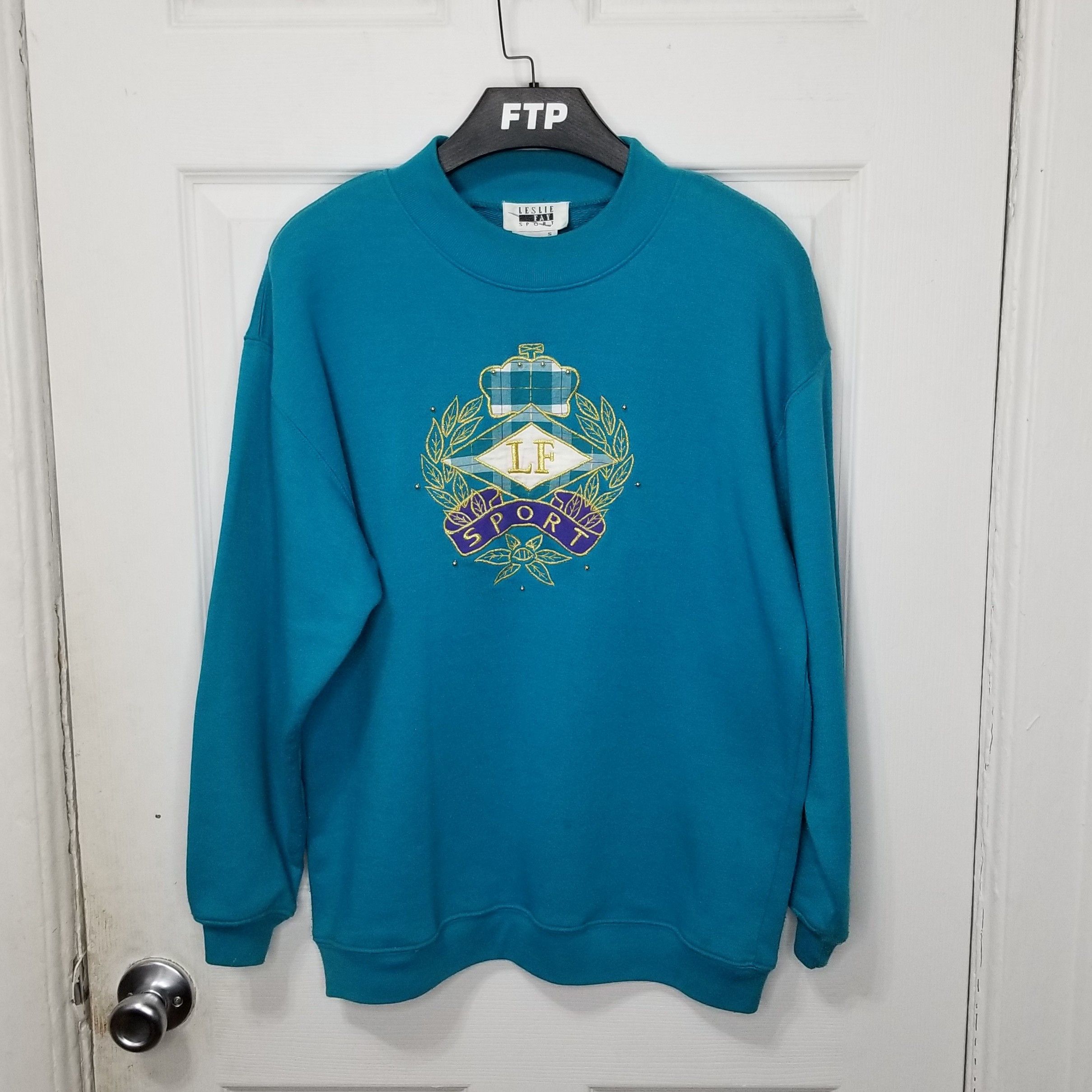 Vintage Vtg Leslie Fay Sport Embroidered Shoulder Padded Sweatshirt T-Shirts, Hoodie | FlexRushtees.com