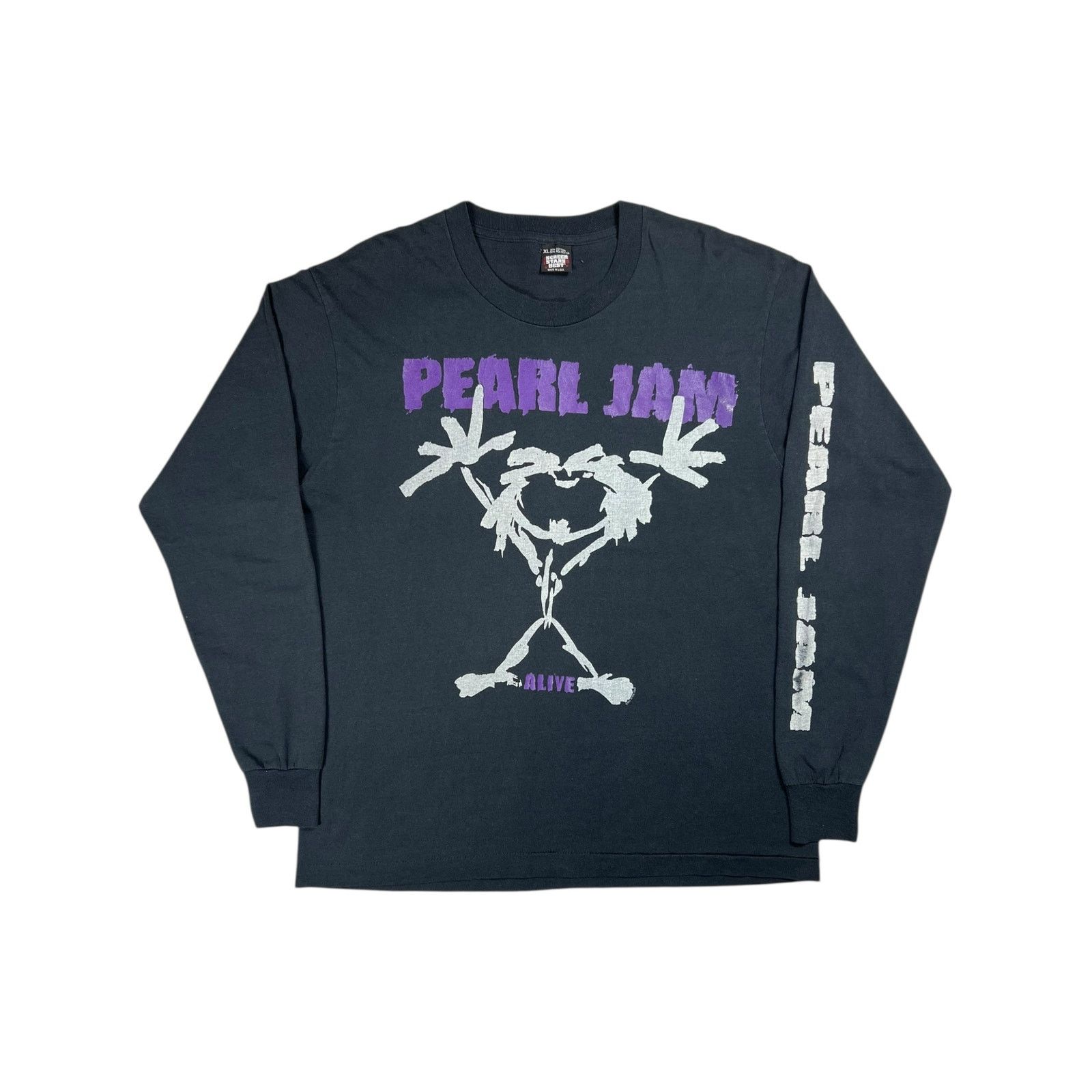 Vintage 90s Pearl Jam Stickman Alive Long Sleeve Print Shirt Hoodie, Sweatshirt | AU16VibeMintTees.com