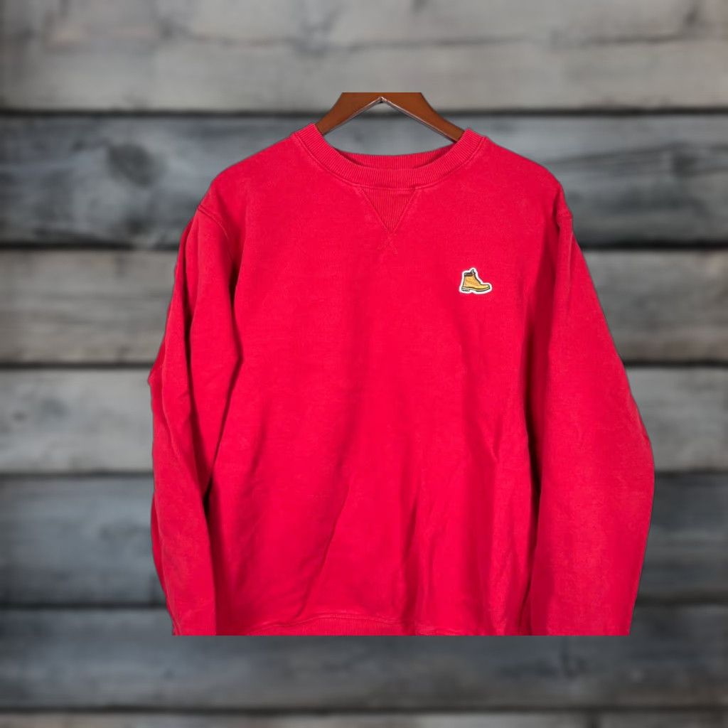 Vintage Timberland Sweatshirt Men Large Red Embroidered Heavyweight Crewneck Fall Winter T-Shirts, Hoodie | FlexRushtees.com