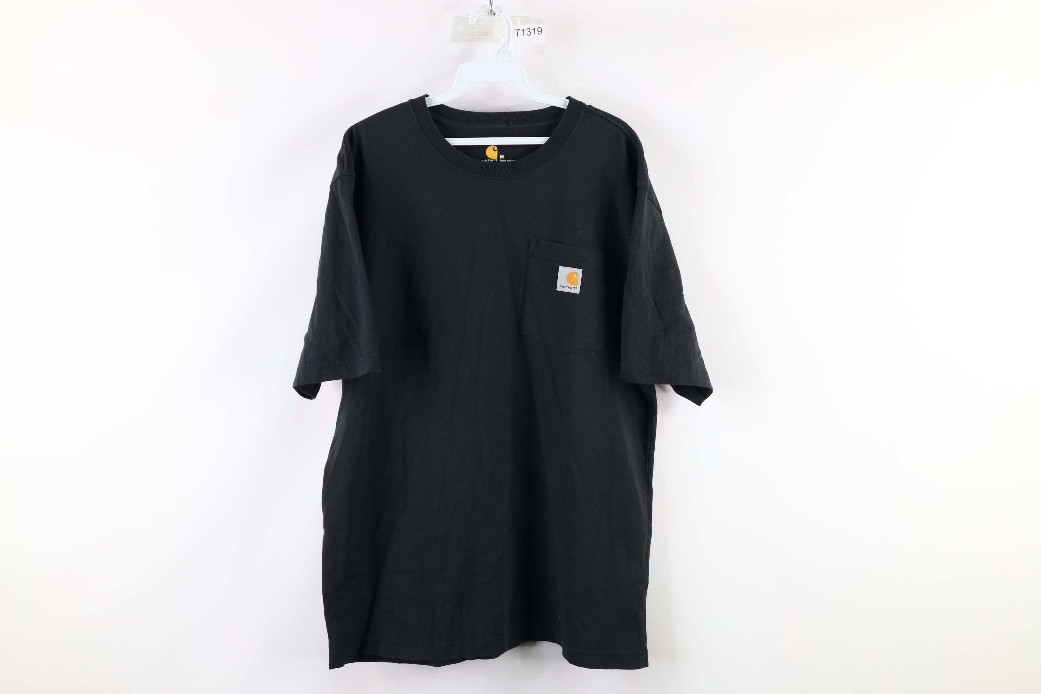 Vintage Carhartt Spell Out Box Logo Pocket T Shirt Black