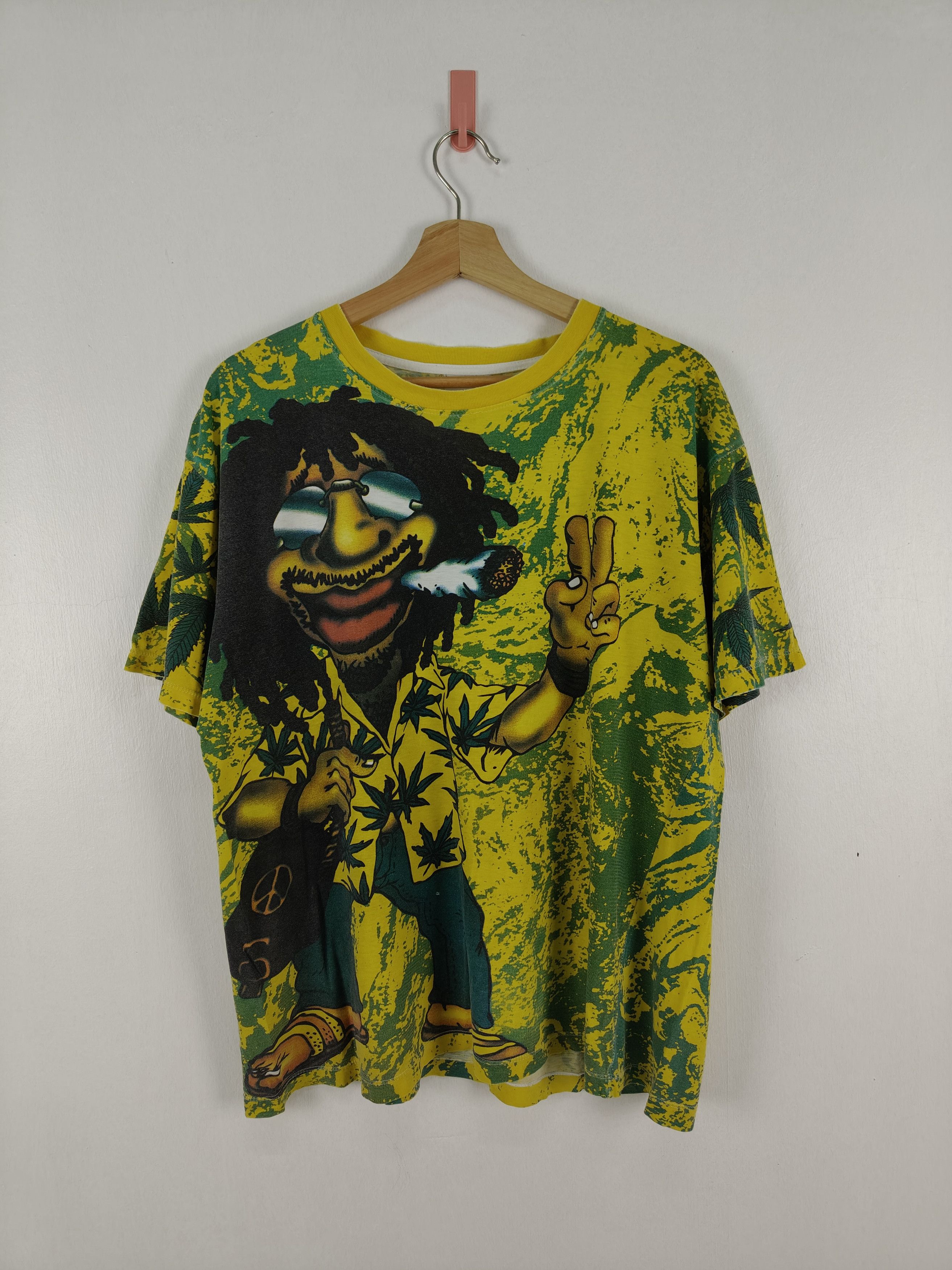 Vintage Distressed Rastaman Bob Marley Full Print Tee Hoodie, Sweatshirt | FlexRushtees.com
