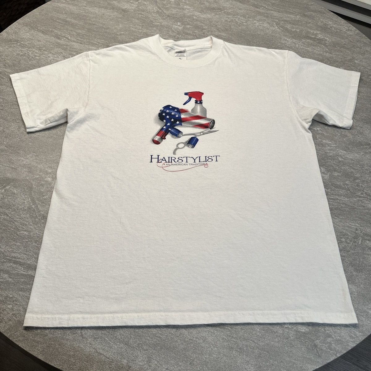 Vintage Y2k Hairstylist Hairdresser Usa Flag American Shirt