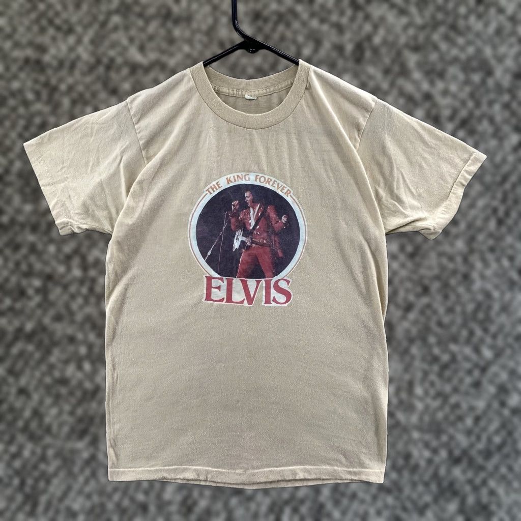 Vintage Elvis Shirt Mens Large The King Forever Boxcar Rock N Roll 1977 70s Tee
