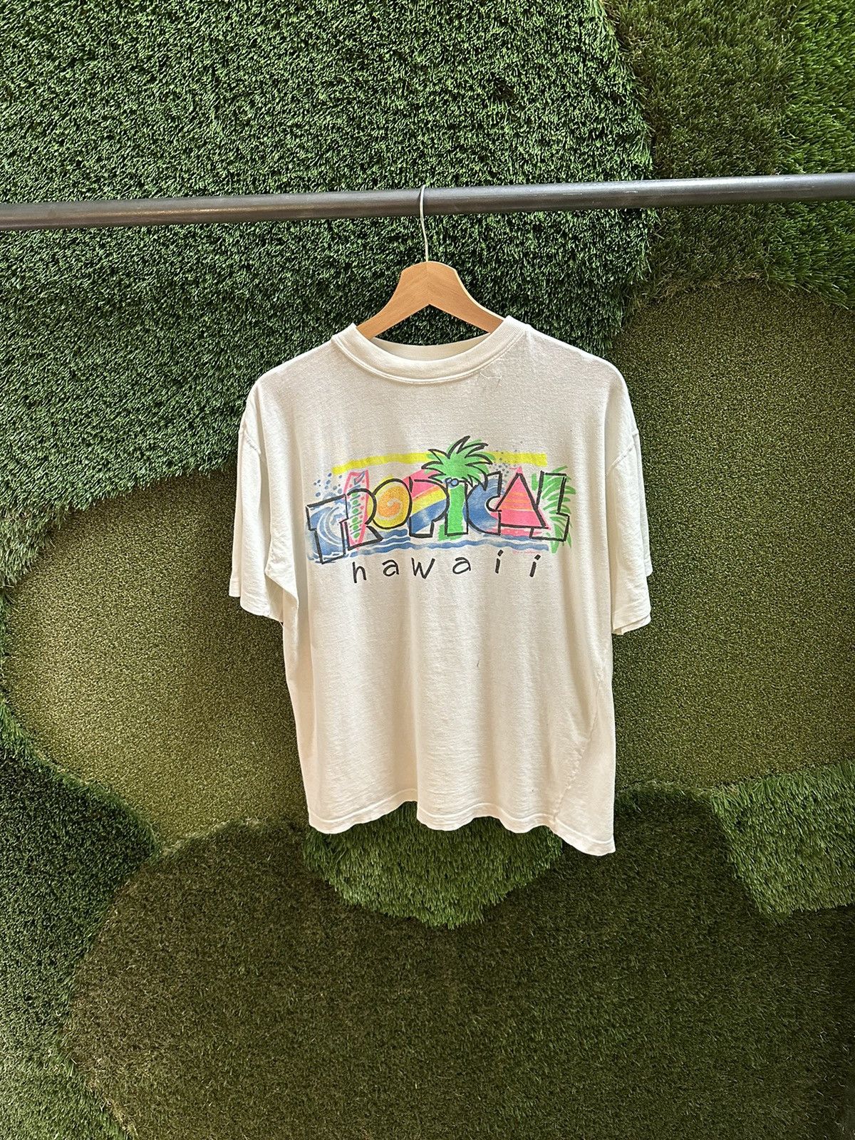 Vintage Tropical Hawaii Spellout T Shirt Large