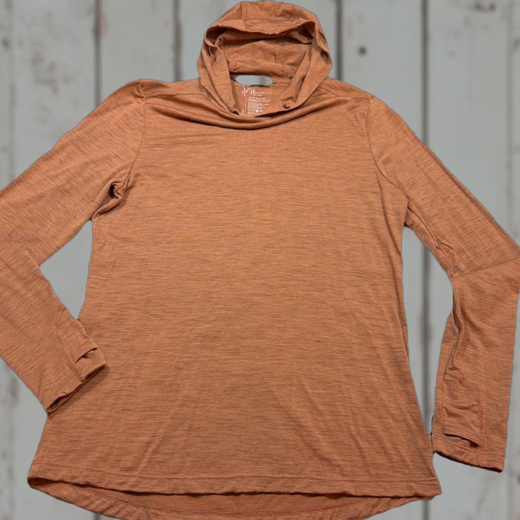 Next Ibex Shirt Womens Hooded Next To Skin Natural Merino Wool Blend Brown Small Regular Long Sleeve