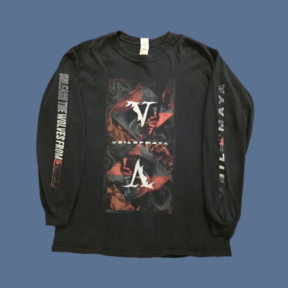 Gildan Veil Of Maya Shirt Long Sleeve Large Black Graphic Print Mens Band Metal Music Gildan