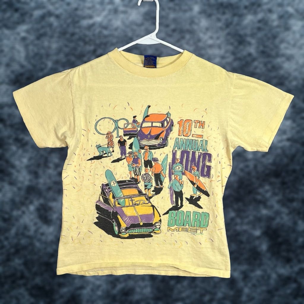 Pacific Vintage Ocean Pacific Graphic Tee 80s Adult Medium Yellow Sportswear Usa Mens