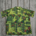 Vintage Reef Shirt Men L Green Hawaiian Loop Collar Pineapple Camp Beach 60s