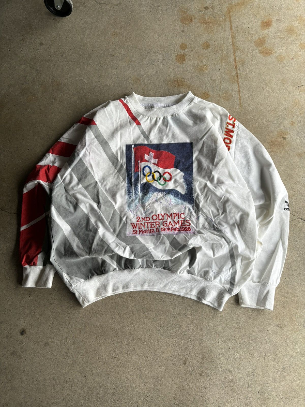 Usa Olympics Vintage 1960 Olympics Winter White Adidas Crewneck Faded