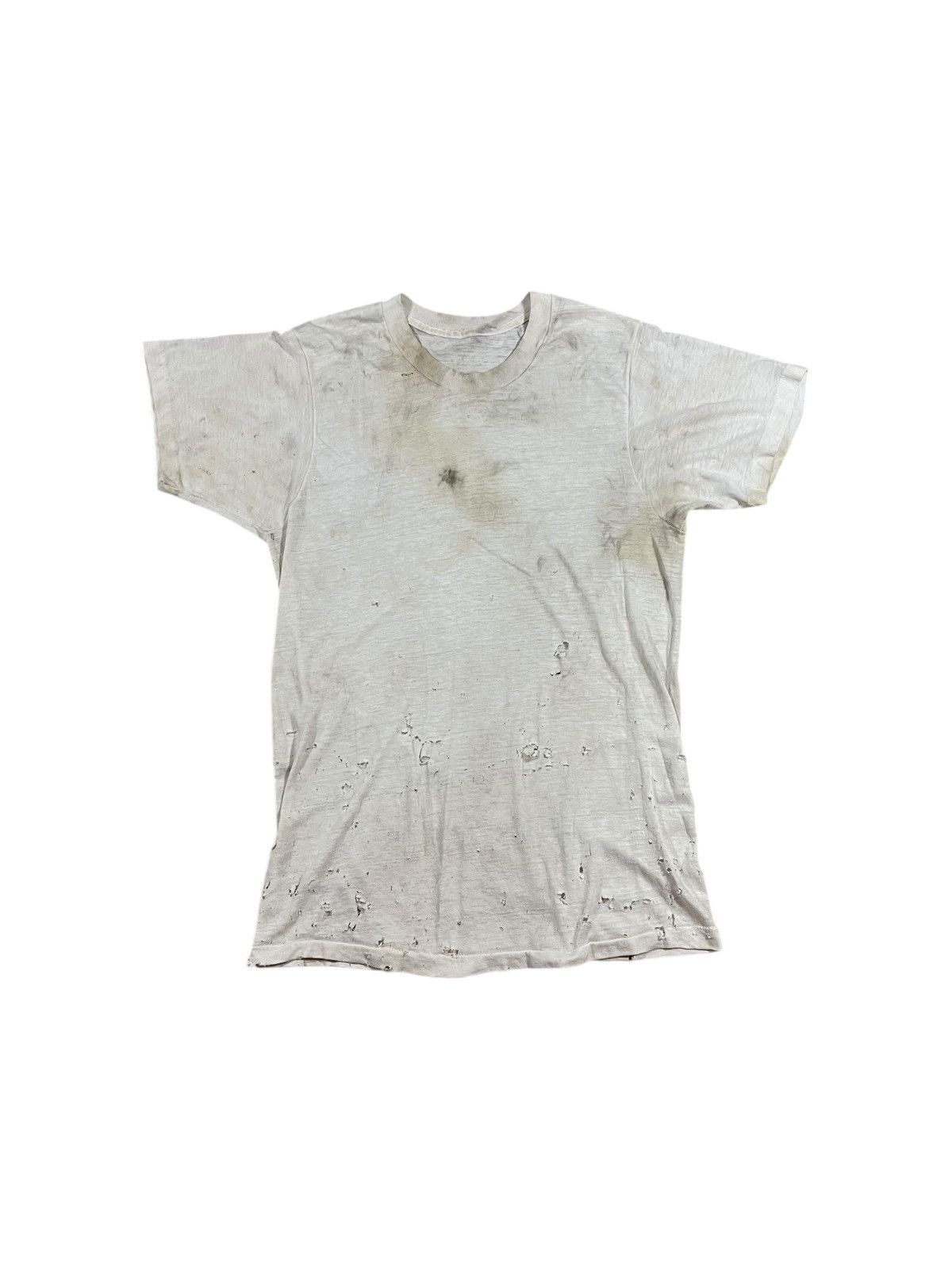 Vintage 70s Dirty White Distressed Blank T Shirt Hoodie, Sweatshirt | FlexRushtees.com