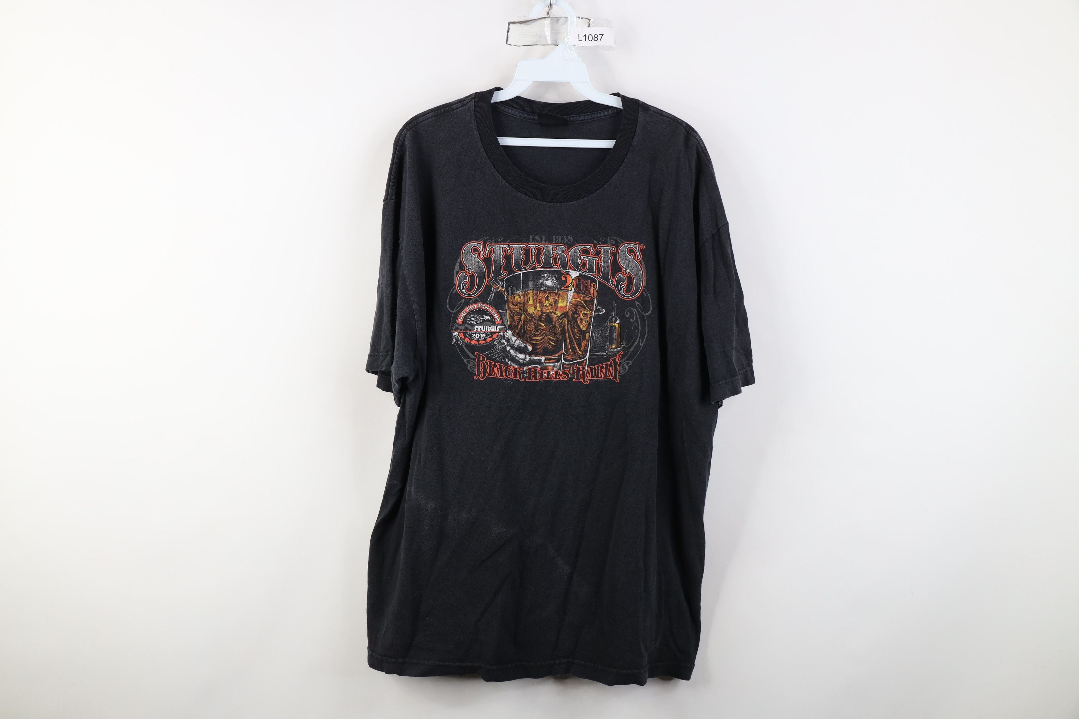 Vintage 2016 Sturgis Hills Rally Skeleton Tribal T Shirt