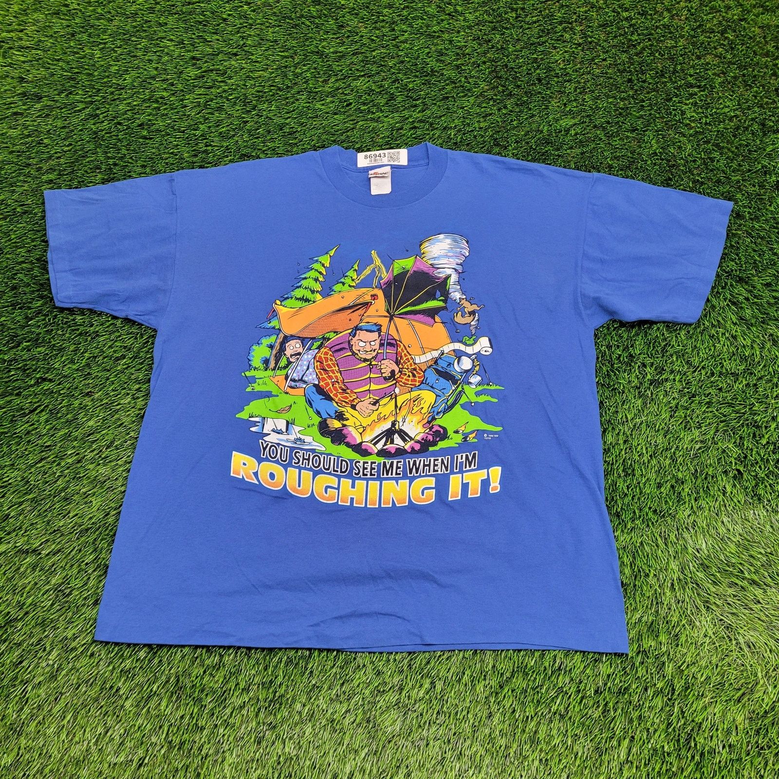 Vintage 1991 Funny Roughing It Camping Shirt Xl 24x28 Usa