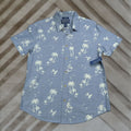 Vintage American Rag Shirt Mens Large Blue Palm Tree Surfer Print Short Sleeve Casual Beach