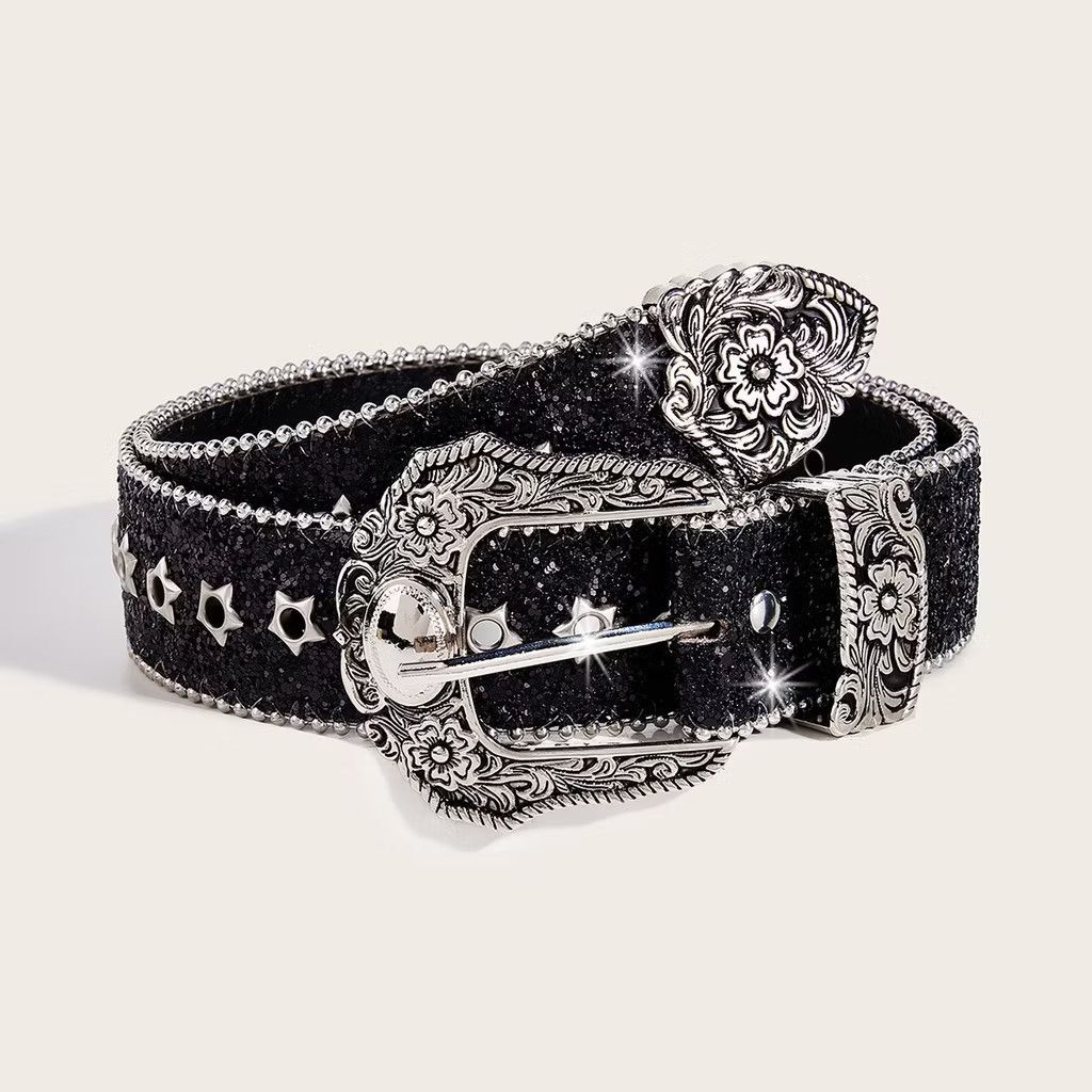 Japanese Brand Shining Black Streetwear Jewellery Style Belt