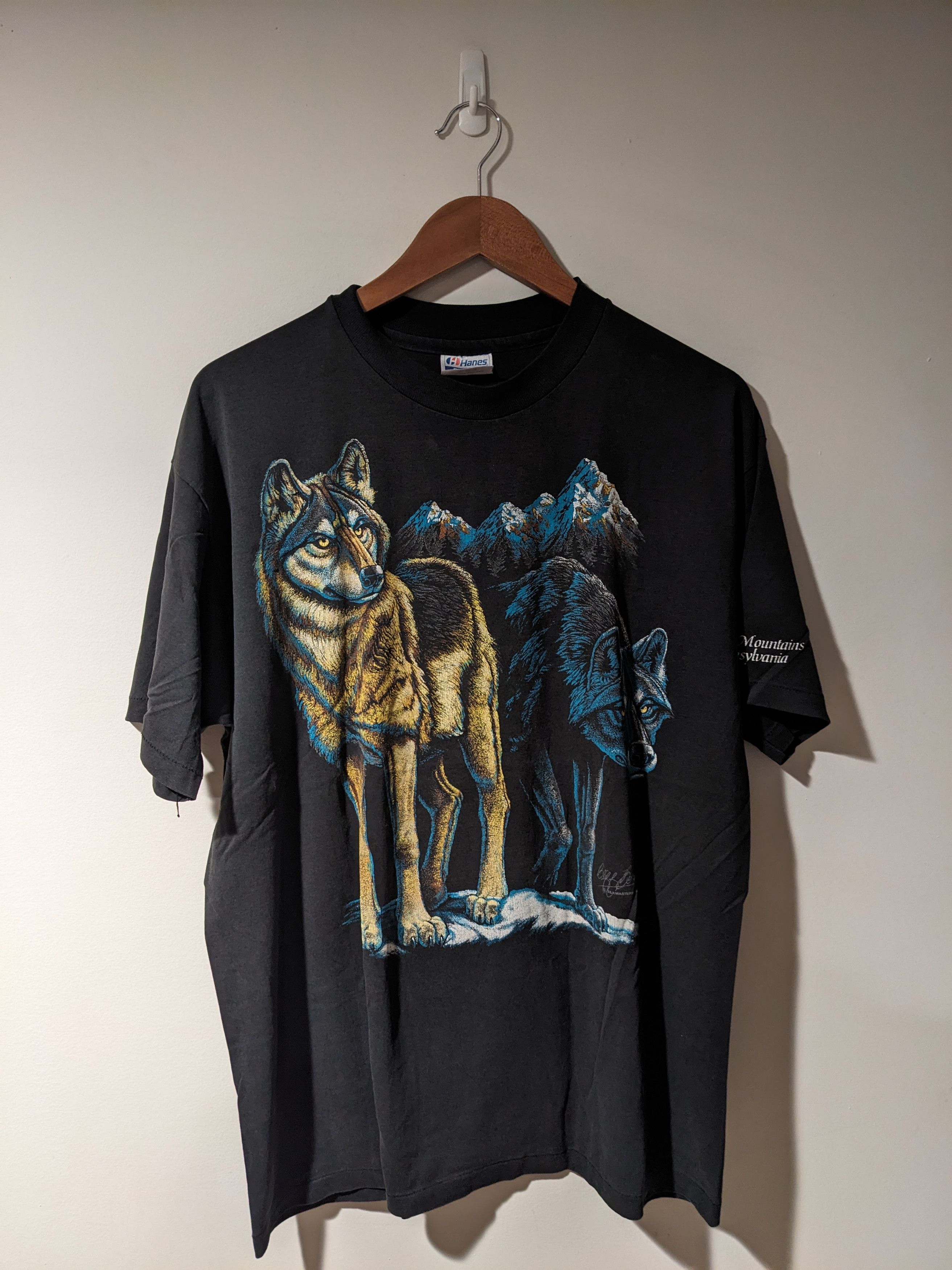 Vintage 1991 Wolves Animal Nature Pocono Mountains T Shirt