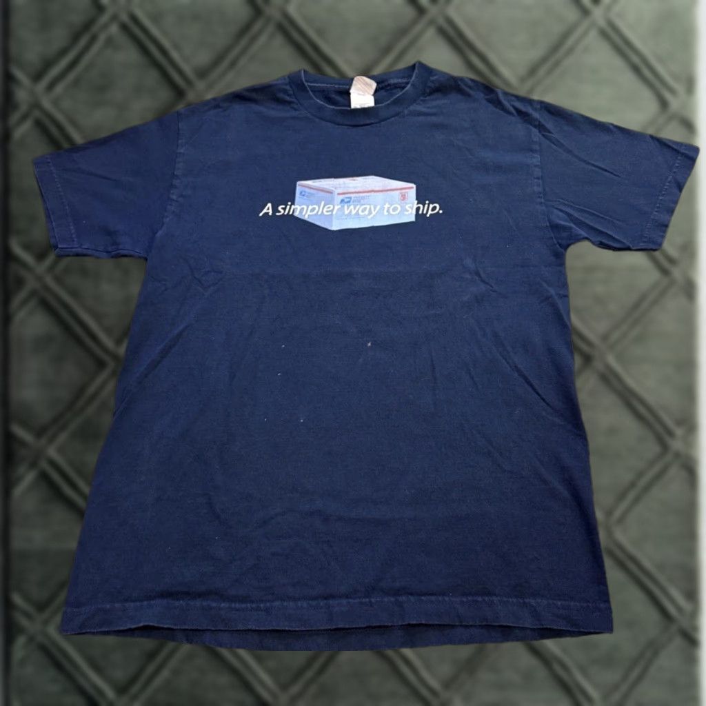 Vintage Usps Simpler Way To Ship Y2k 2000s Graphic T Shirt Murina Men M Blue Shirt Mens