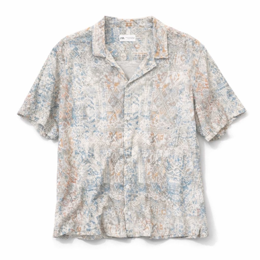 Zara Dnwr Starting Dialogues Abstract Viscose Shirt Xl