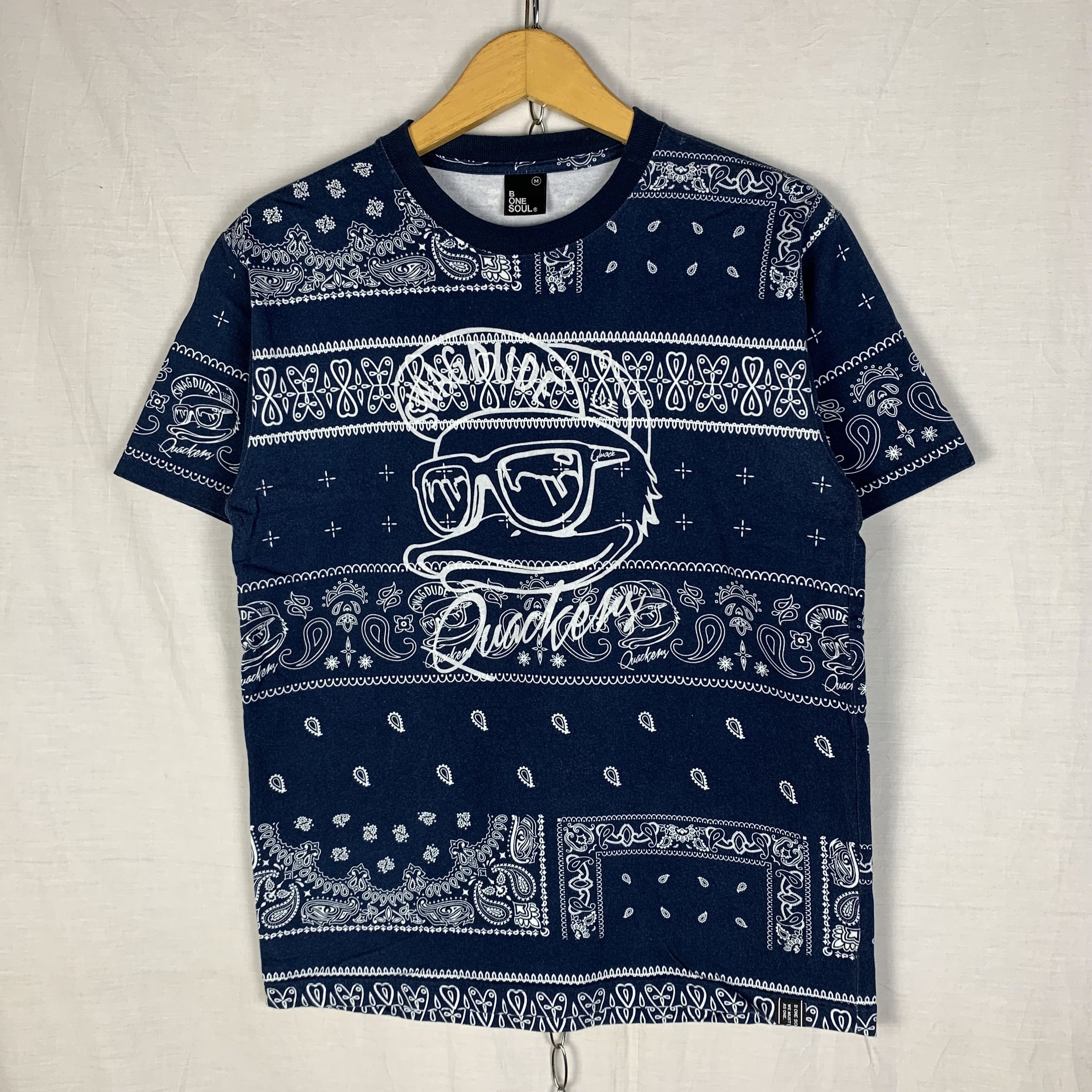 Japanese Brand Bone Soul Quackers Bandana Paisley Tshirt
