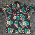 Pacific Co Hawaiian Shirt Mens L Black Floral Short Sleeve Travel Tropical