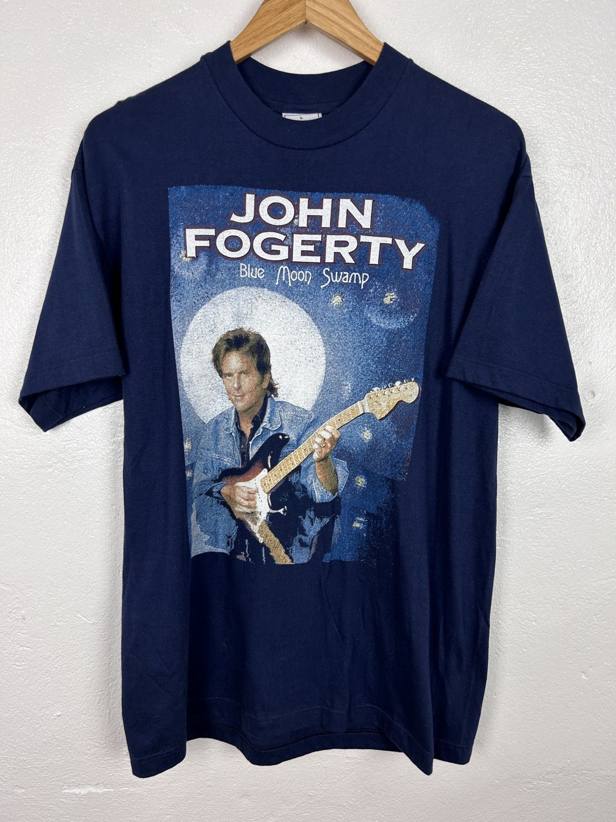 Band Tees 90s Vintage John Fogerty 1997 European Tour T Shirt In Blue Hoodie, Sweatshirt | FlexRushtees.com