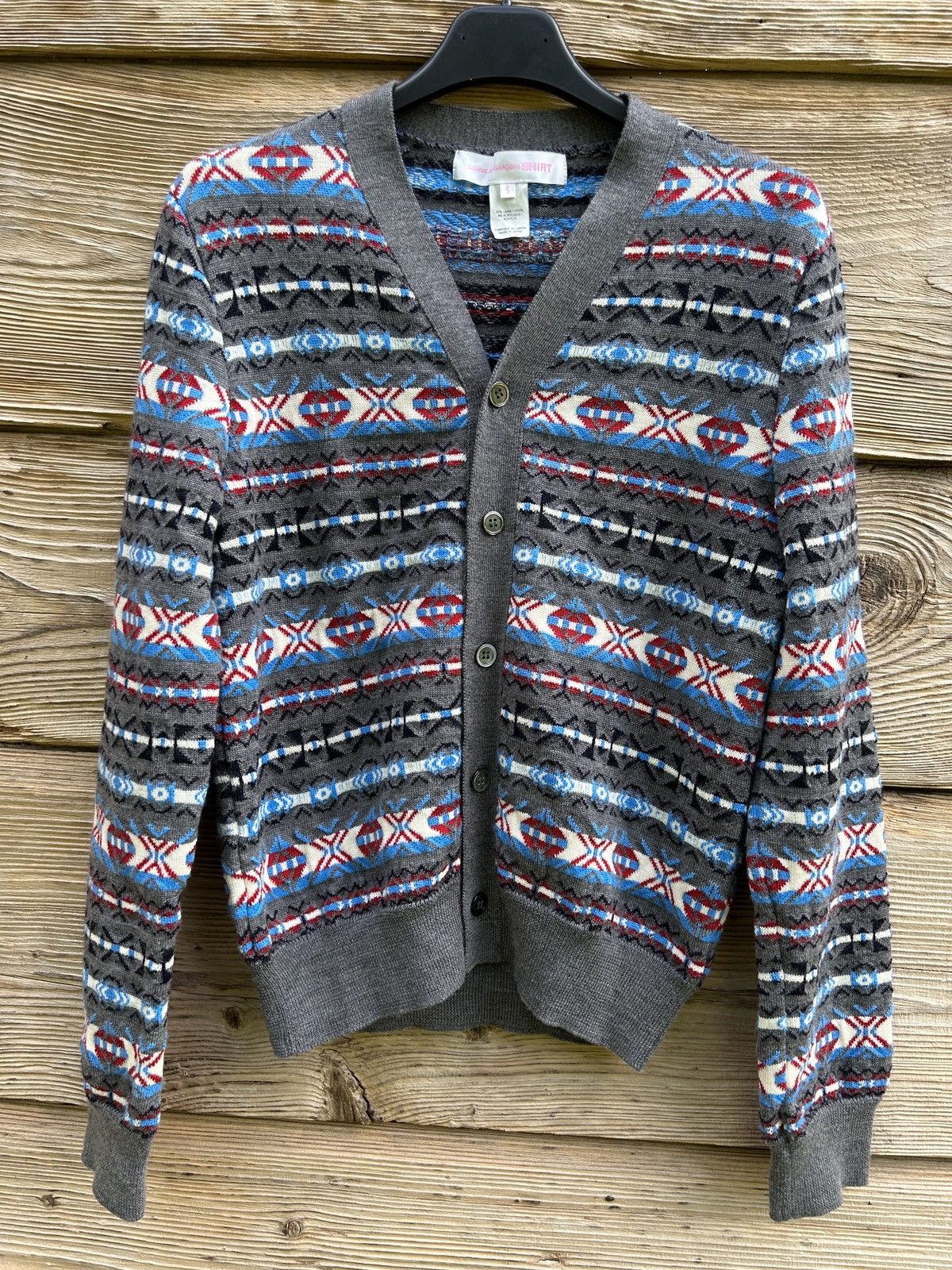 Des Garcons Comme Des Garcons Shirt Aztec Ornament Wool Cardigan