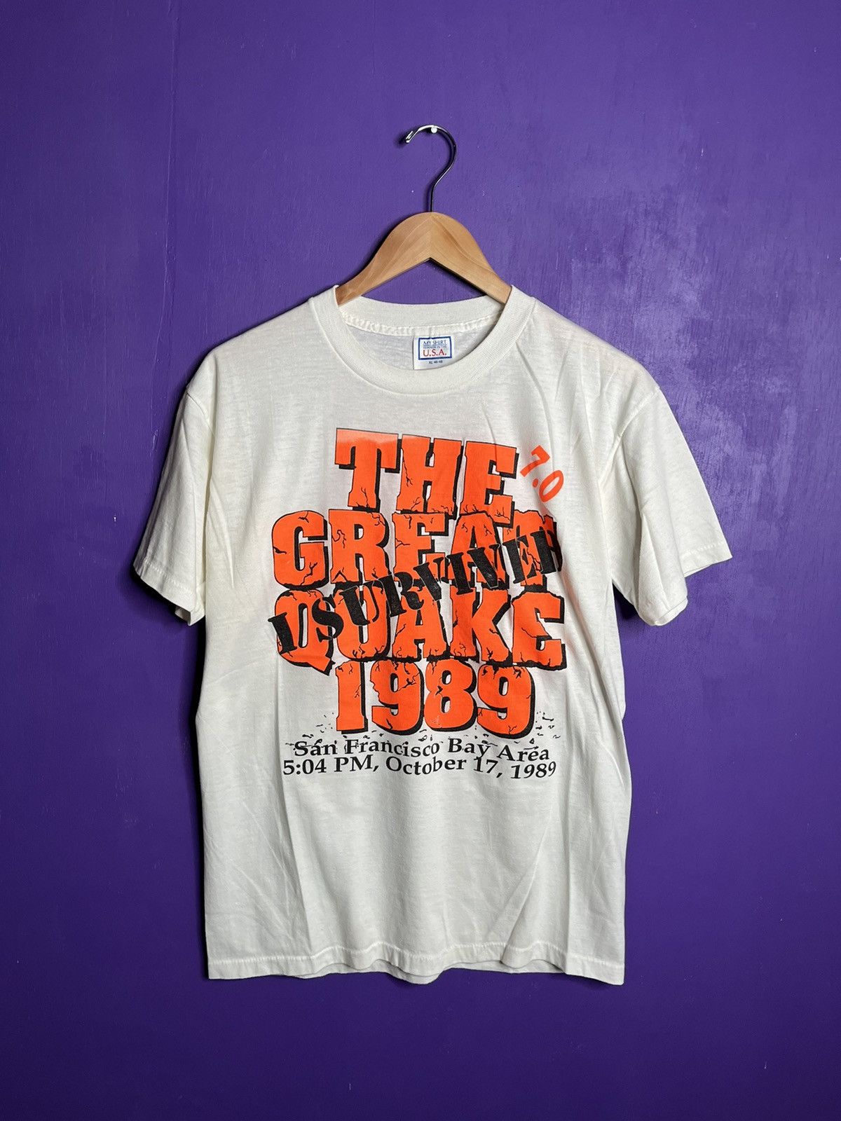 Vintage 1989 I Survived The Great Quake T Shirt
