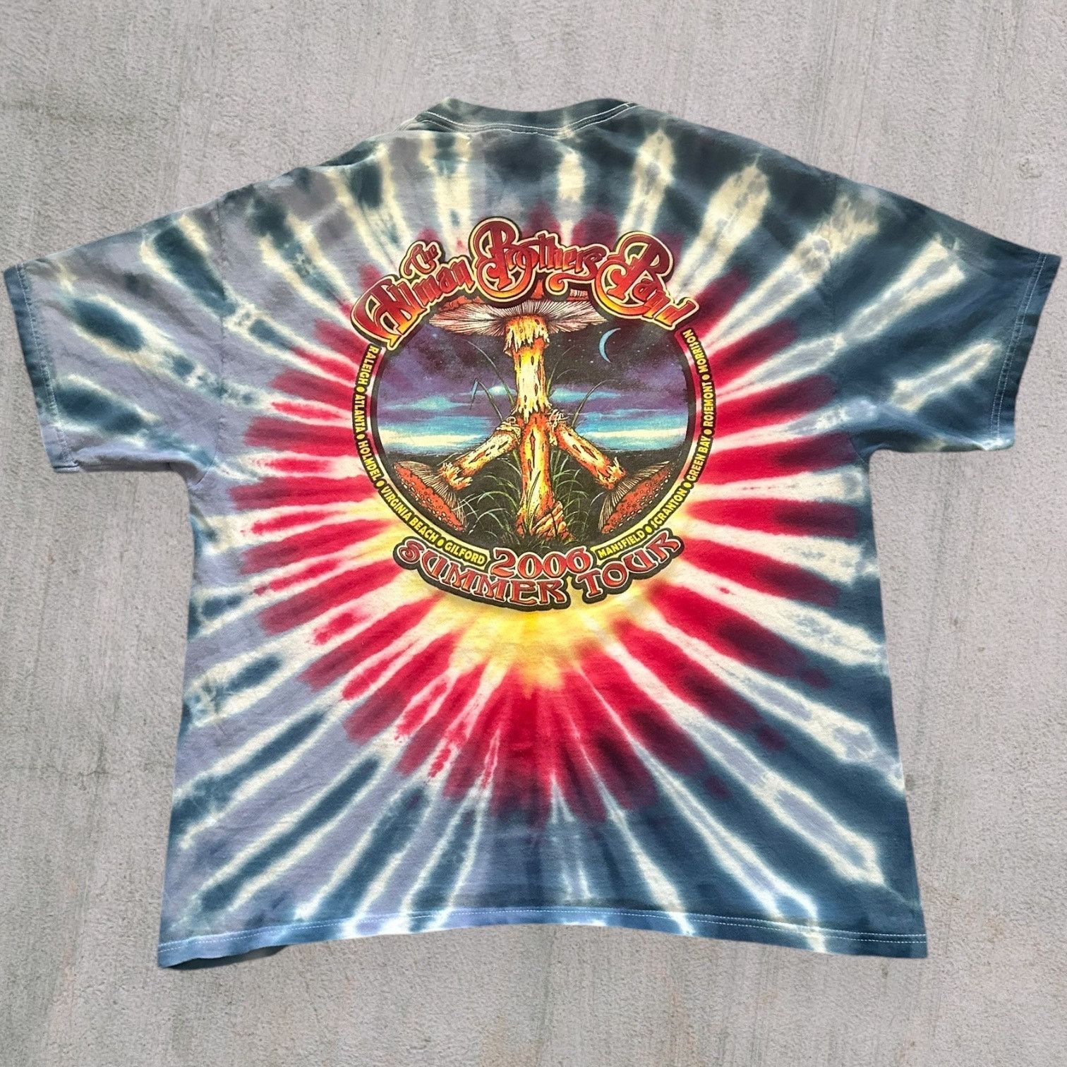Hanes Alman Brothers Band Blue Tie Dye 2006 Summer Tour Mushroom