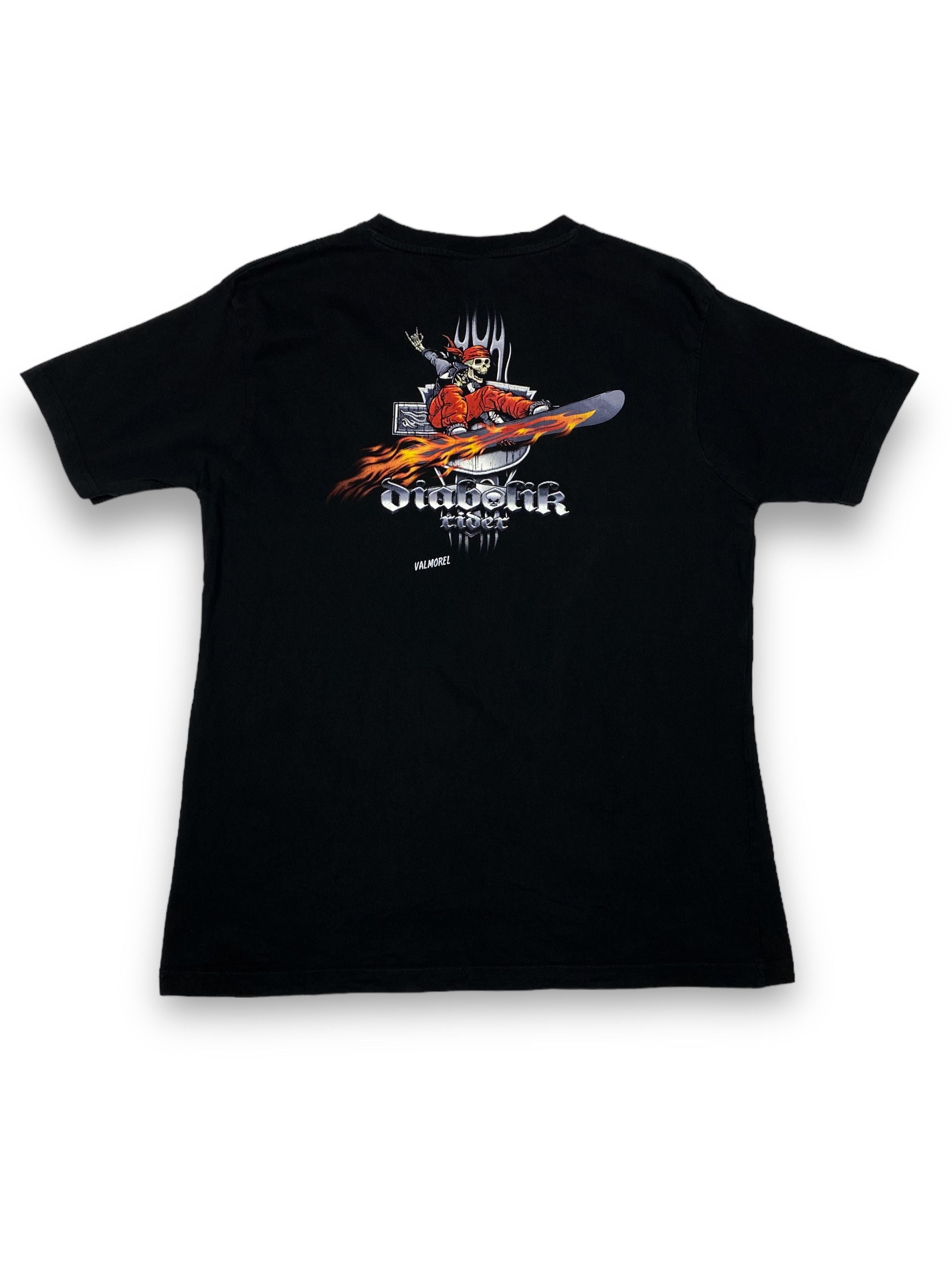 Vintage Diabolic Skeleton Rider Big Logo Black T Shirt M733