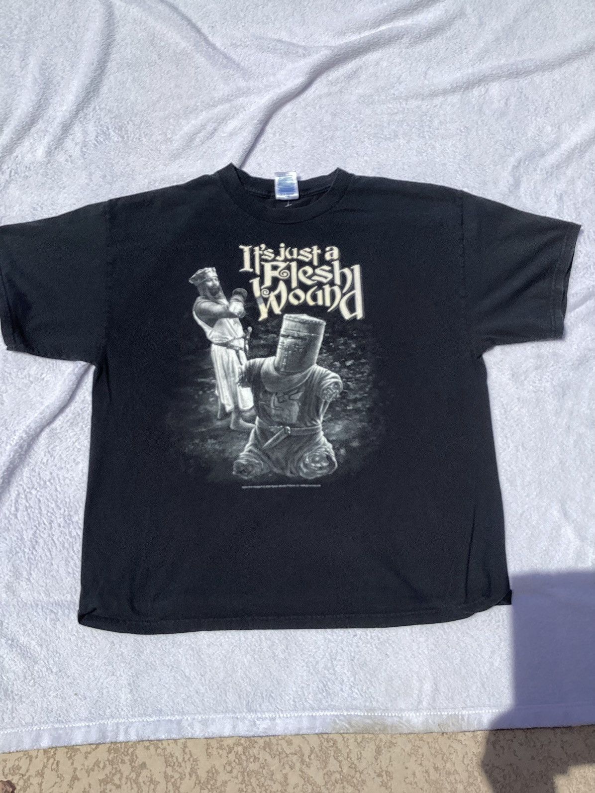 Vintage Vtg 05 Monty Python The Holy Grail Just A Flesh Wound Tee Hoodie, Sweatshirt | FlexRushtees.com