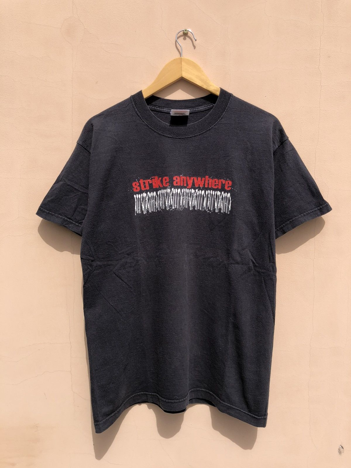 Vintage 2000s Strike Anywhere Us Punk Rock Band Black Tee