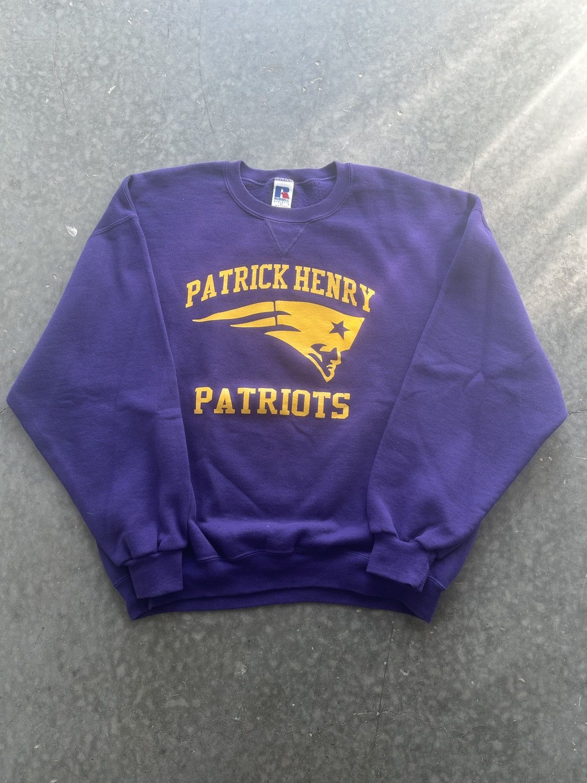 Vintage 90s Russell Patrick Henry Patriots Sweatshirt T-Shirts, Hoodie | FlexRushtees.com