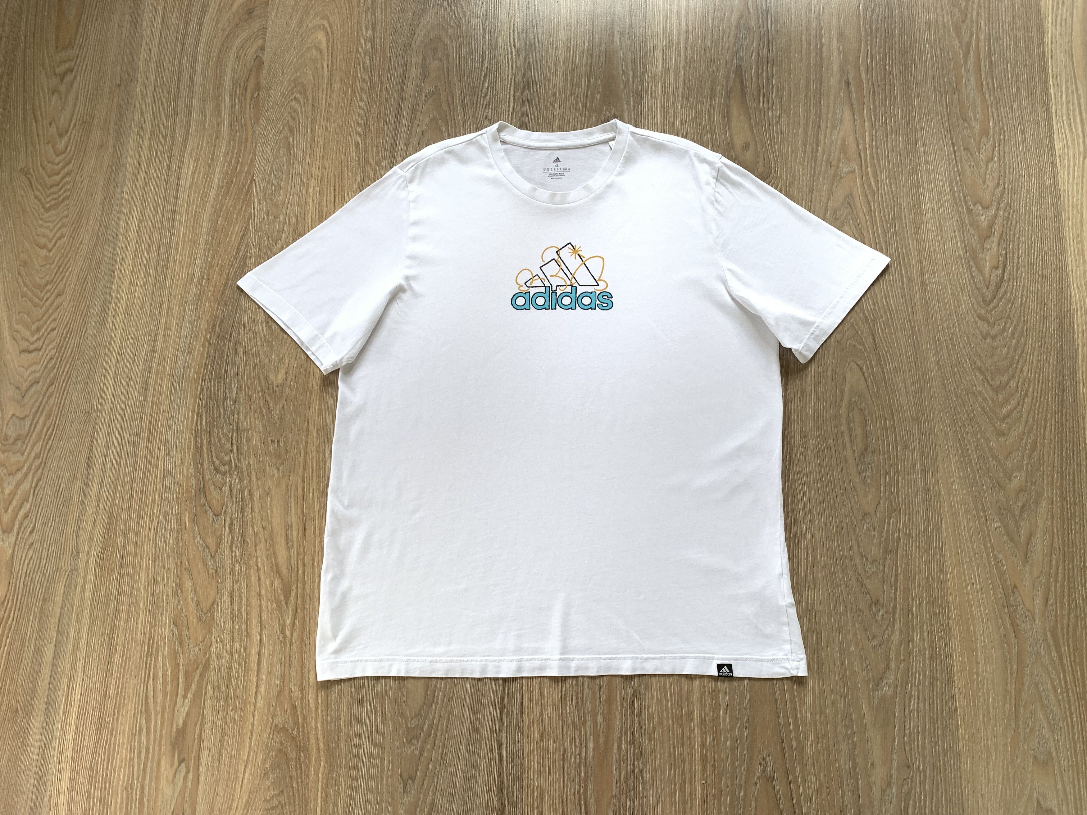 Adidas White Cotton Printed Tee 2023
