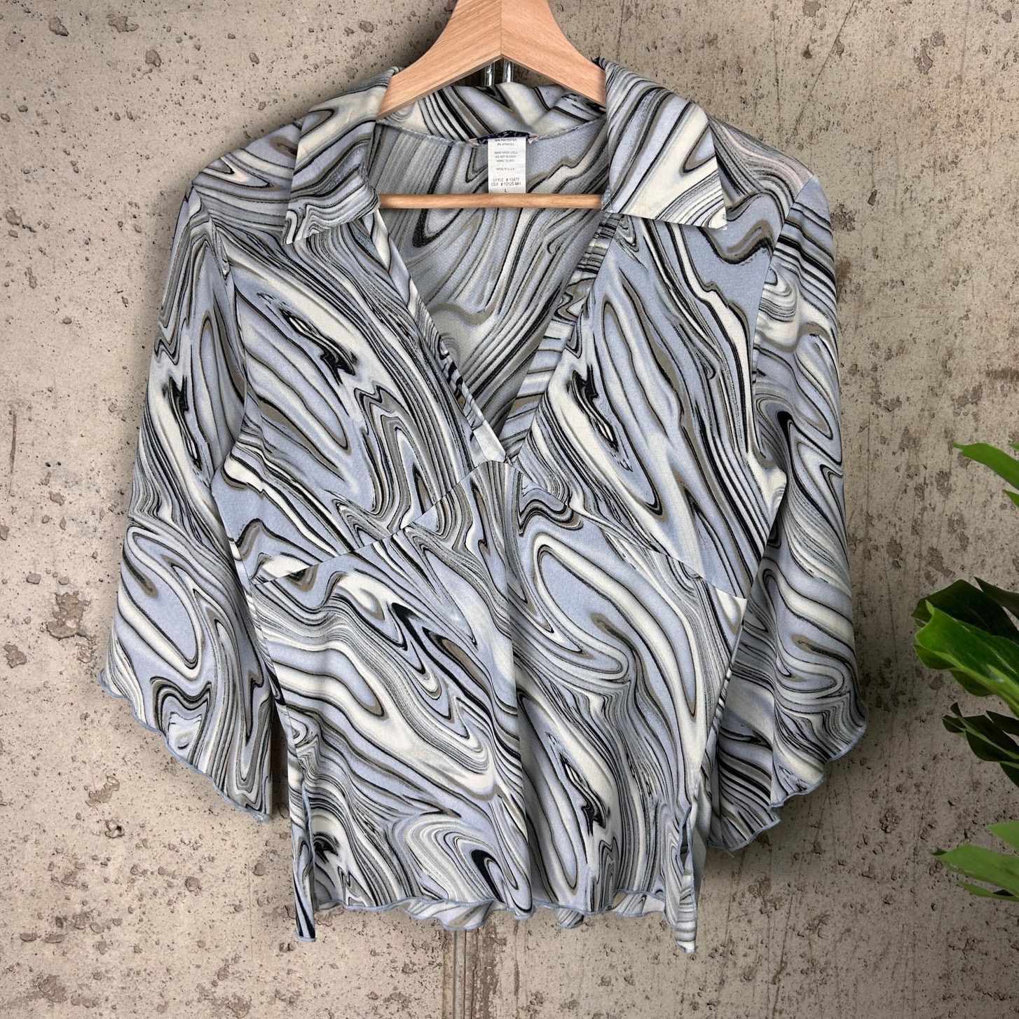 Other Hippie Style Psychedelic V Neck Wmns Lrg 70s 80s Mkm Blouse