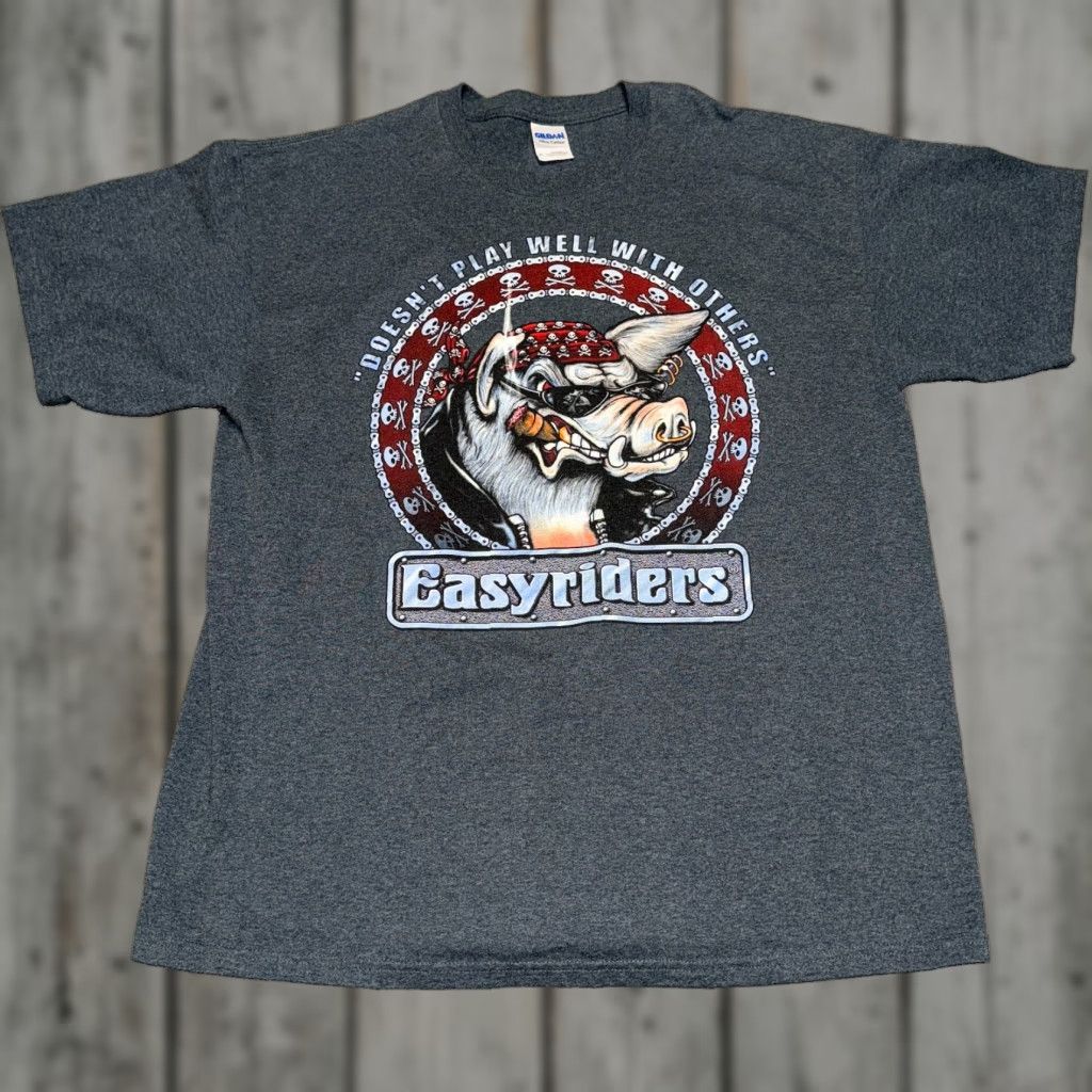 Other Vintage Easyriders T Shirt Xl Biker Graphic Dont S Play Well With Others Hog 30 Gray Knit Cott Hoodie, Sweatshirt