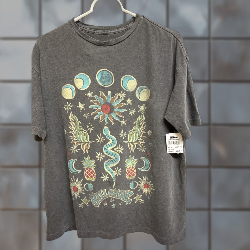 Vintage Billabong Solar Fruits And Snake Washed Oversized Tee Xs Womens Hoodie, Sweatshirt | FlexRushtees.com