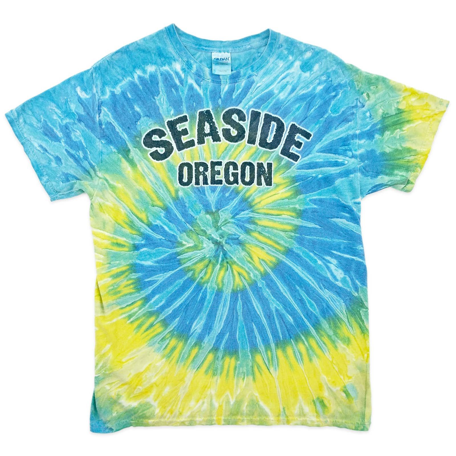 Other Seaside Oregon Tie Dye Ocean Spiral Graphic Colorful T Shirt