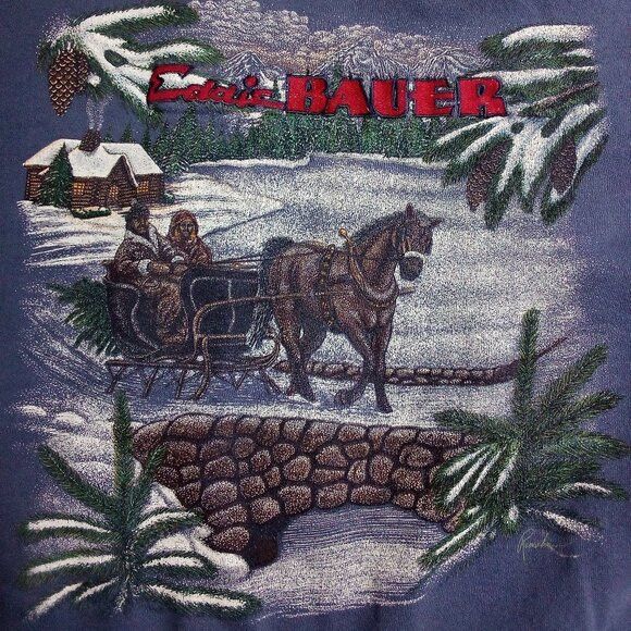 Vintage Eddie Bauer Winter Pastoral Horse Sweatshirt T-Shirts, Hoodie | FlexRushtees.com