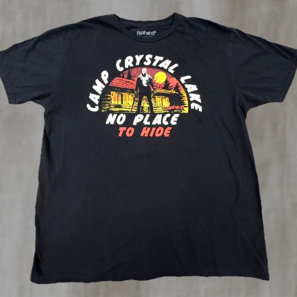 Vintage Friday The 13th Shirt Men Xl Black Tee Camp Crystal Lake Horror Jason