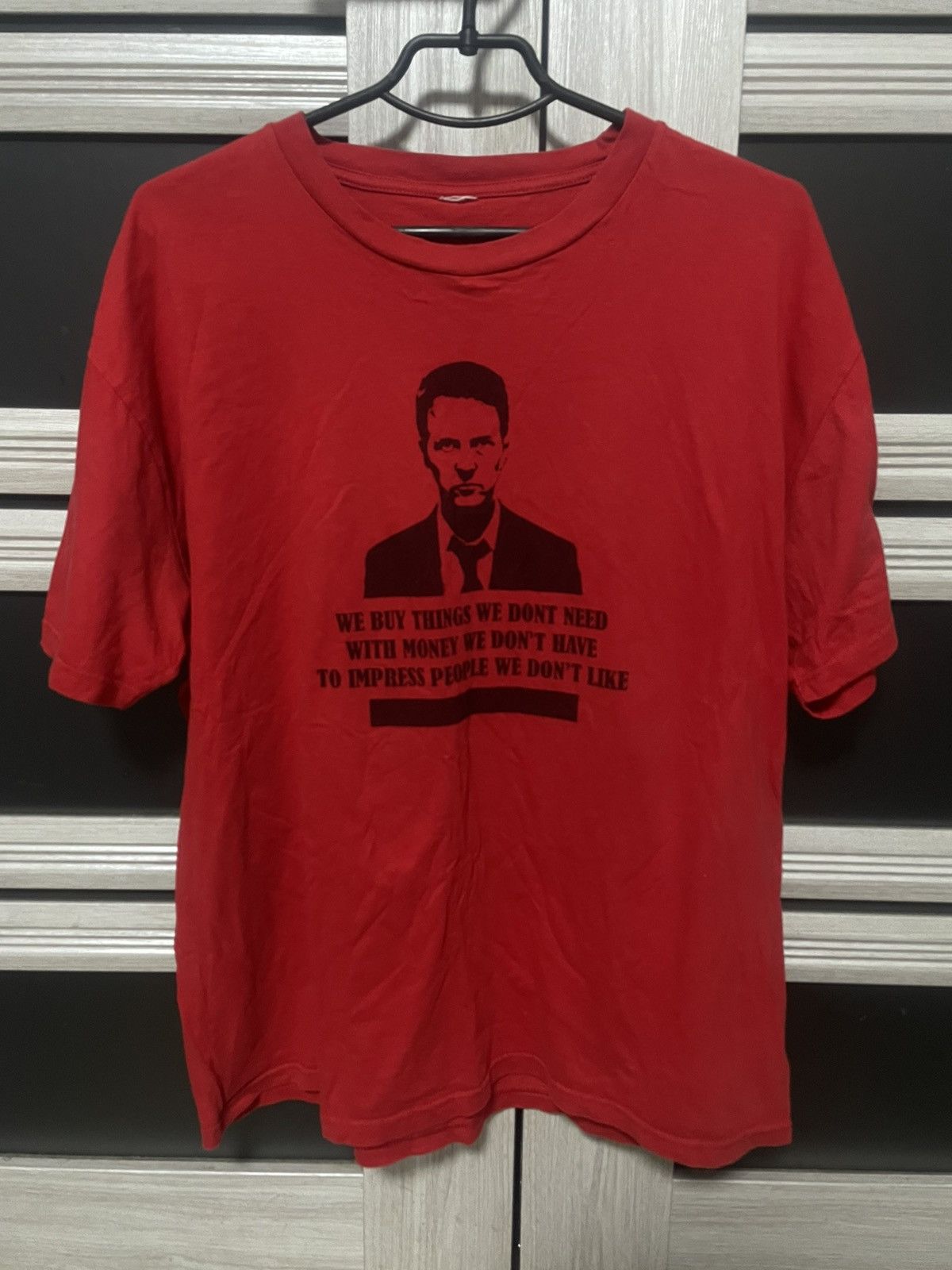 Vintage 00s Fight Club Graphic Tee Red Movie Quote Xl