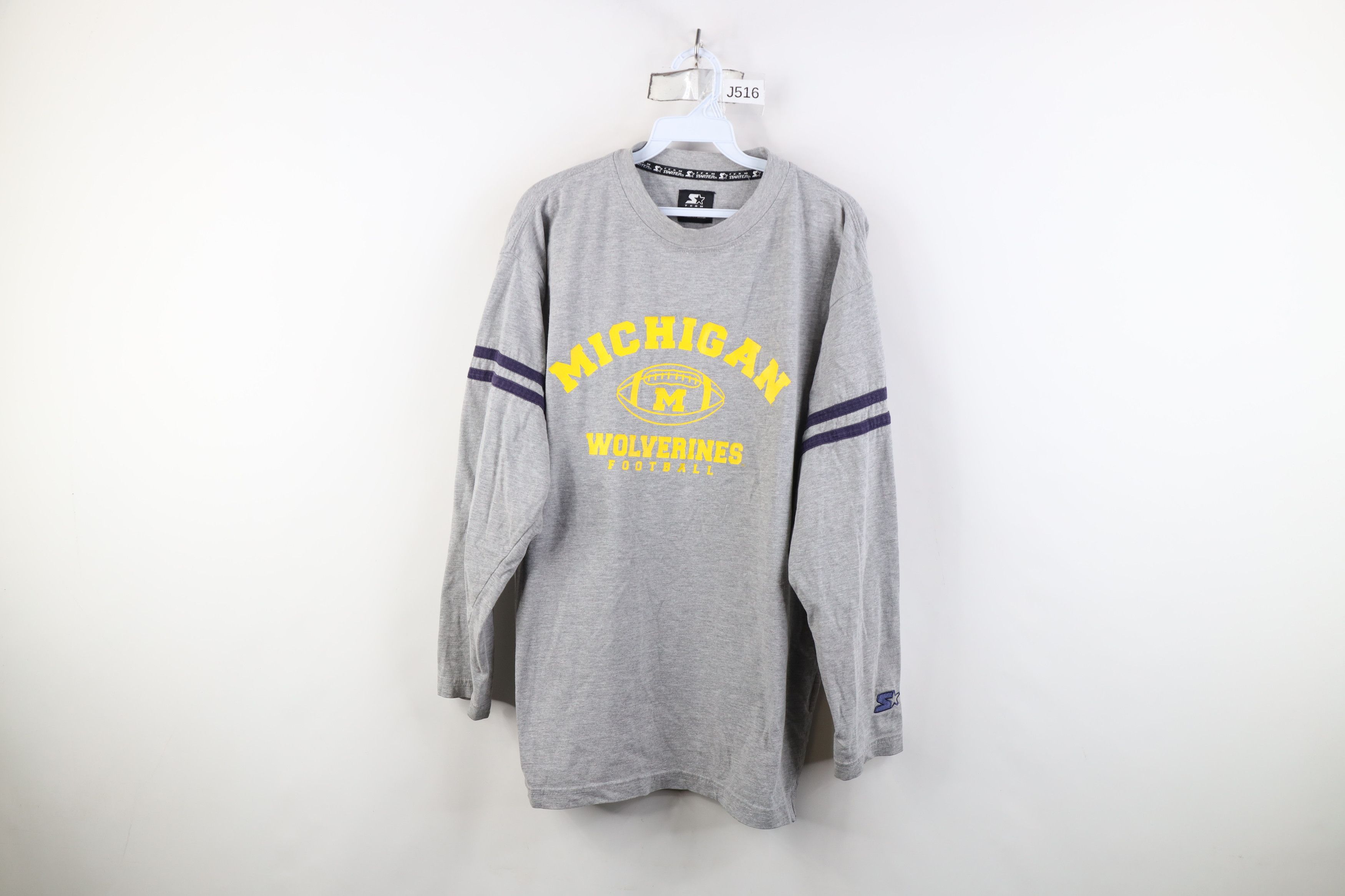 Vintage 90s Starter Michigan Football Long Sleeve T Shirt