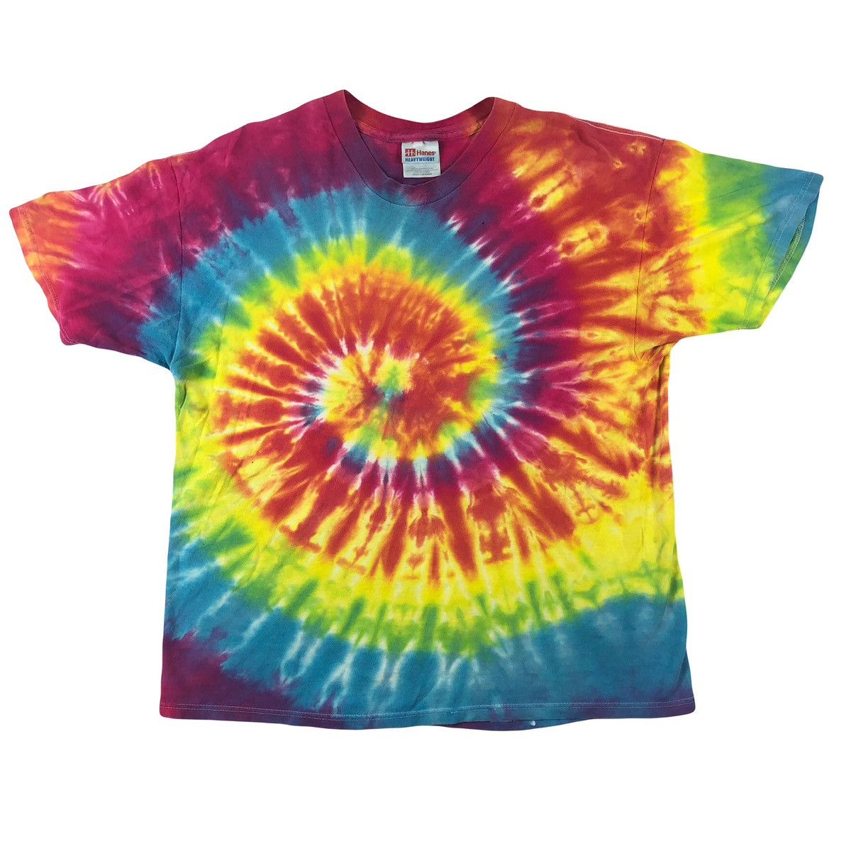 Hanes Vintage 90s Y2k Tie Dye Psychedelic Blank Hippie T Shirt