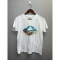 Vintage Beach Shirt Scene Graphic Volcano White Tee 80s M