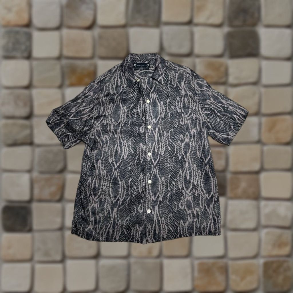 Allsaints Shirt Mens Medium Multicolor Boomslang Snake Print Relaxed Fit Summer Shirt