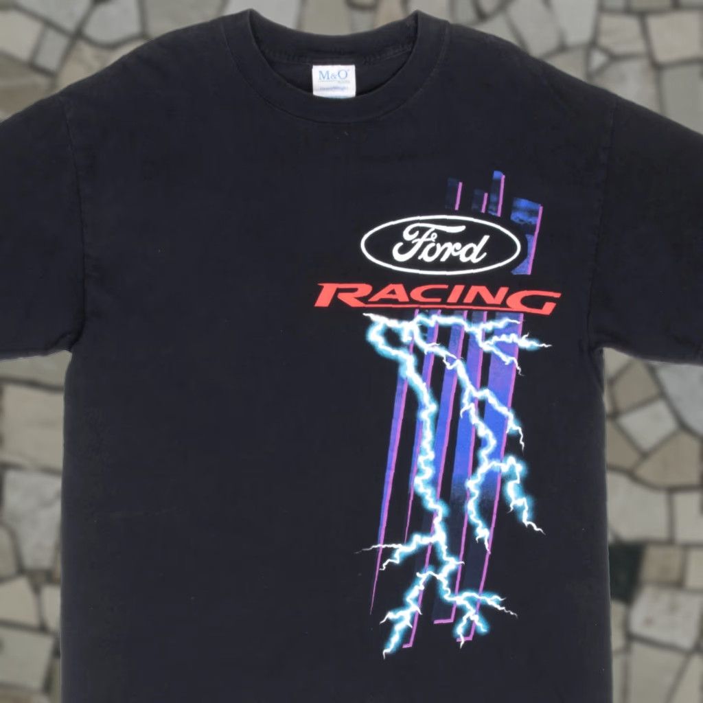Vintage Nascar Ford Racing Greased Lighting 64 2000s Tee Shirt Large Shirt Unisex Black 100 C