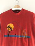 Vintage Hawaii Lanai Palm Ocean To Ocean Tee Shirt Red Usa