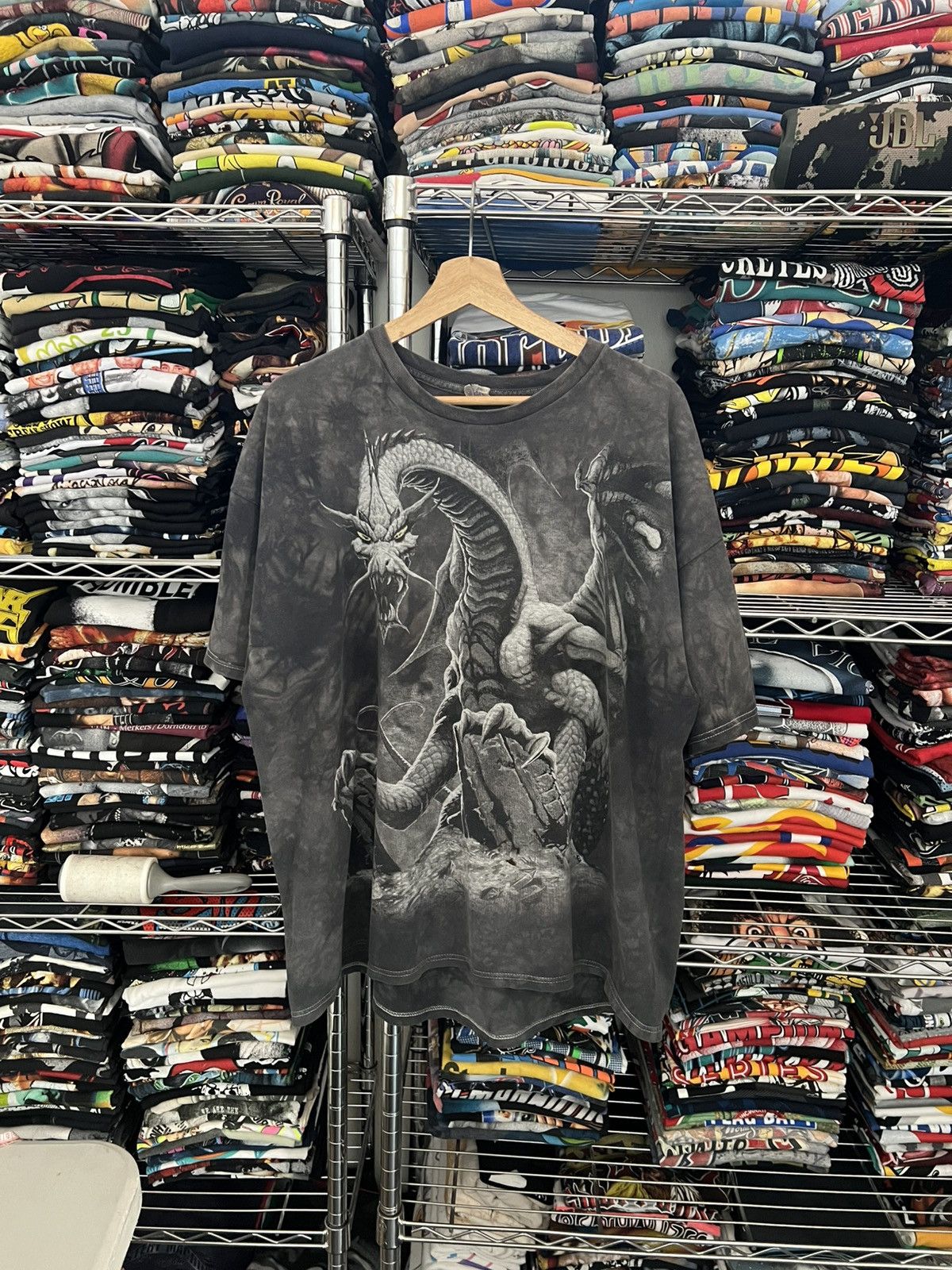 Liquid Blue 2001 Dragon Tie Dye Mountain Art Tee