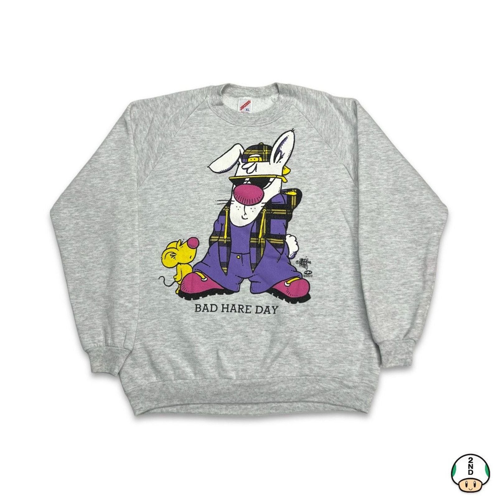 Vintage 1995 Jerzees Bad Hare Day Sweatshirt Bunny Graphic