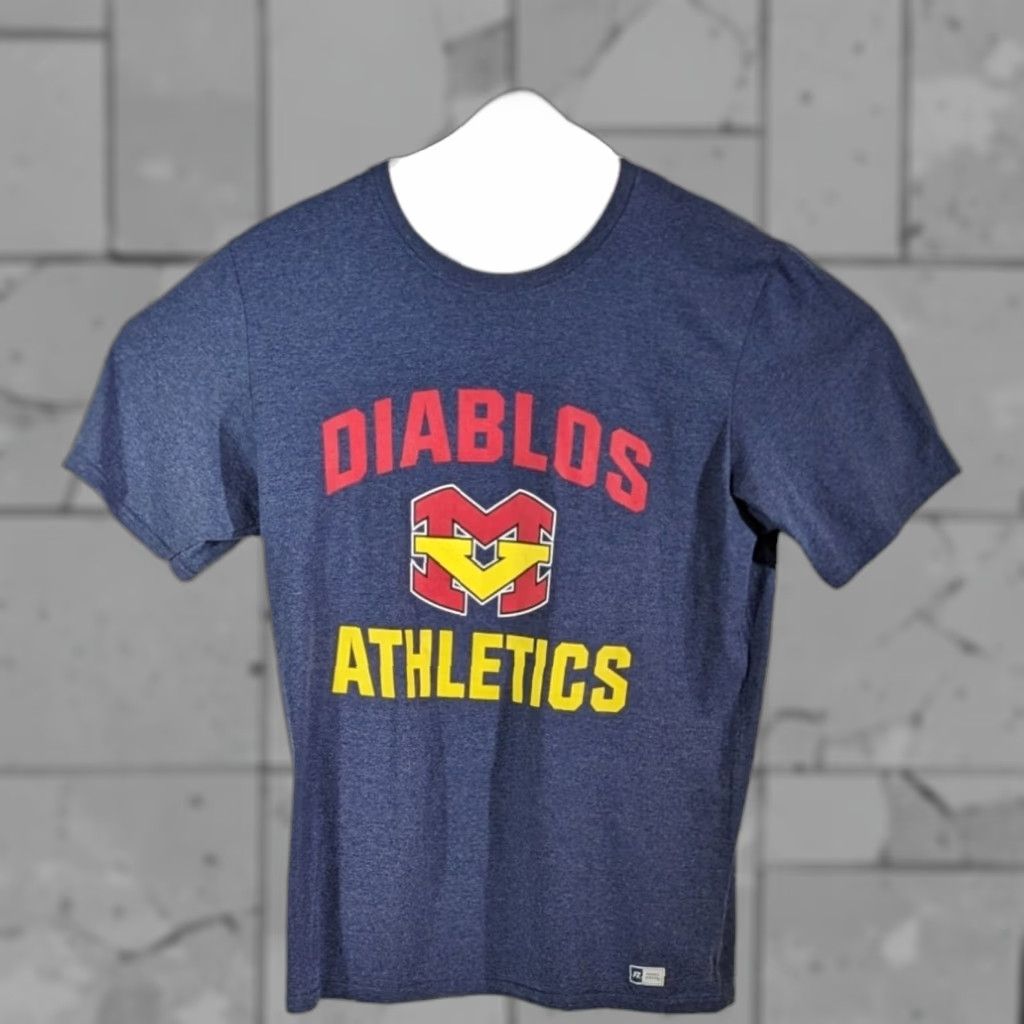Vintage Mission Viejo Diablos School Shirt Adult L Large Blue Heather Russell